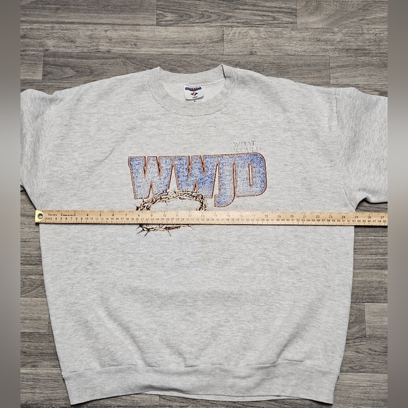 Vintage 90's What Would Jesus Do WWJD Graphic Crewneck Sweatshirt XL USA - Picture 5 of 10